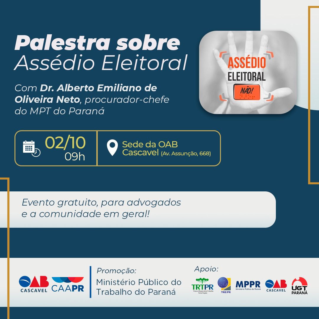 Ministério Público do Paraná promove palestra sobre assédio eleitoral